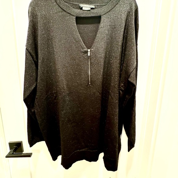 NWOT. black shimmery mock turtleneck seaters. - Picture 1 of 5